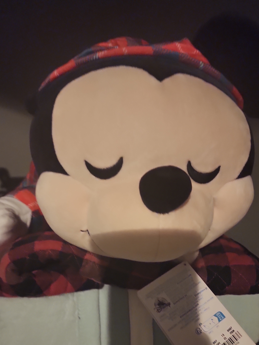 Disney Mickey Plush Pillow - Red Plaid Cozy Home Bedding